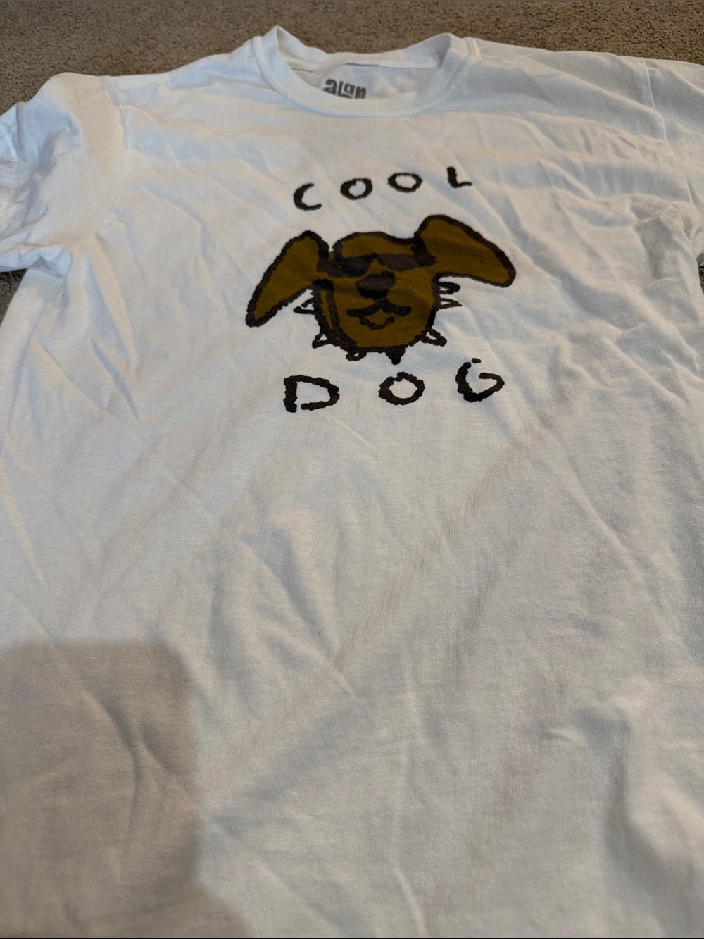 Cool Dog White T-Shirt with Brown Graphic - ALab